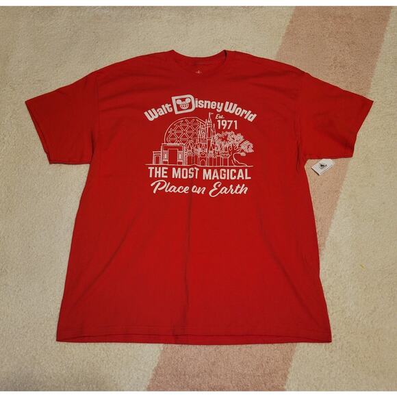 Walt Disney World Most Magical Place On Earth Red Shirt Size Adult Large *NWT - Picture 1 of 7